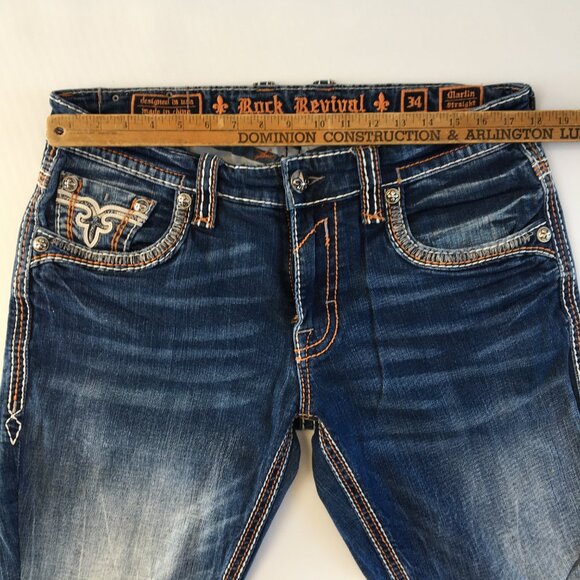 Rock Revival Marlin Straight Jeans 34X28 - Picture 10 of 12